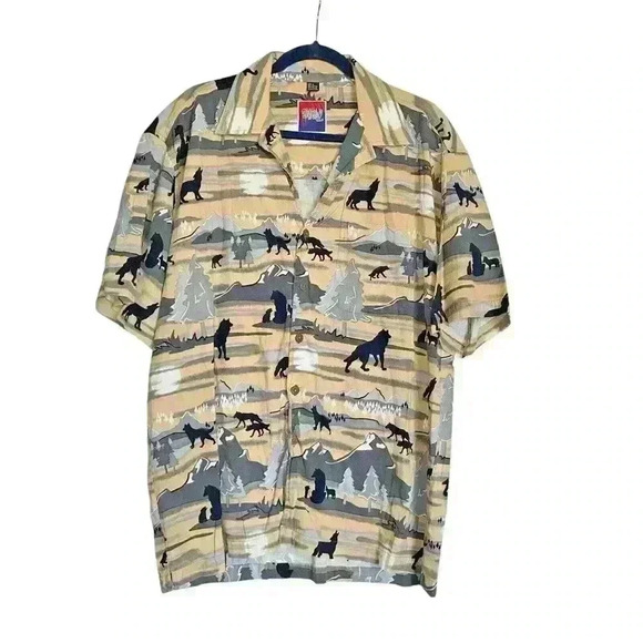 DemCrazy‎ Sz XL Northwestern Button Down Shirt Wolves Outdoors Cabincore - Picture 1 of 12